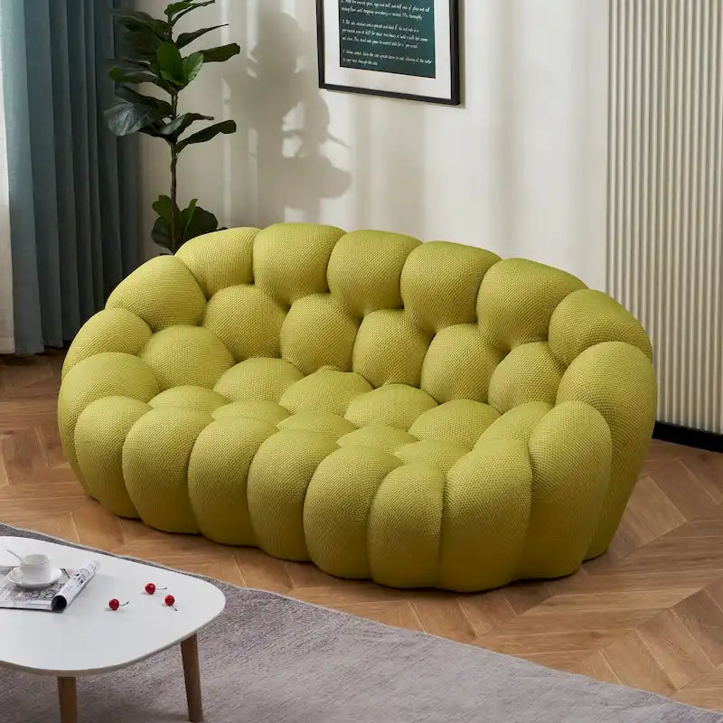2-Seat Bubble Curved Lazy Sofa Honeycomb Shaped with 3D Textile Fabric for Living Room Salon Apartment