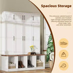 GDFStudio Jessica Farmhouse 4-in-1 Hall Tree with Hidden Hooks and Storage Bench