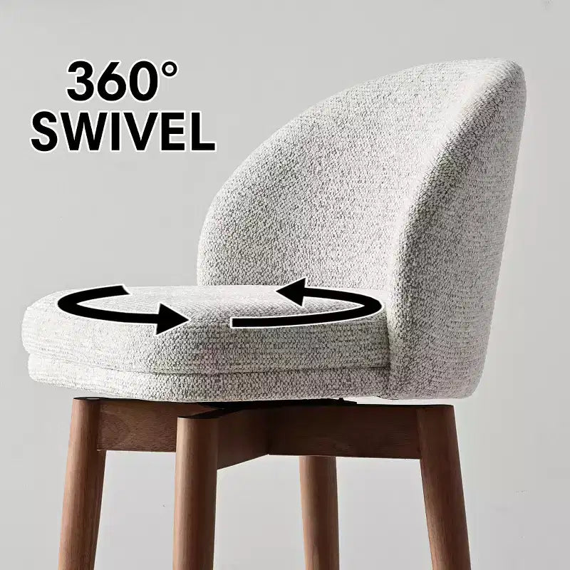 Set of 2 Modern Swivel Counter Stools with Upholstered Seat, 360 Rotating Kitchen Island or Home Bar Chairs with Solid Wood Legs-Panipeachy
