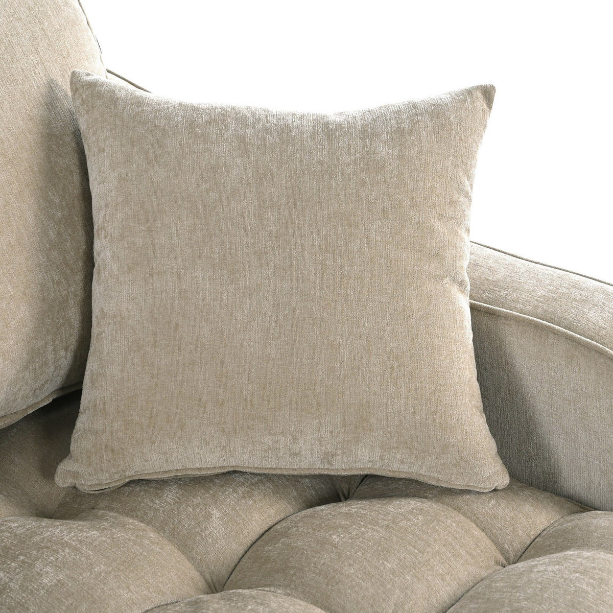 Chenille Chaise Lounge Sofa Bed, Upholstered Sofa Couch with Tufted Backrest and 2 Detachable Pillows for Living Room