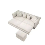 Whisen Velvet 3-in-1 King Size Pull-Out Sofa Bed & Convertible Sleeper Sofa with Movable Ottoman, Tufted Design