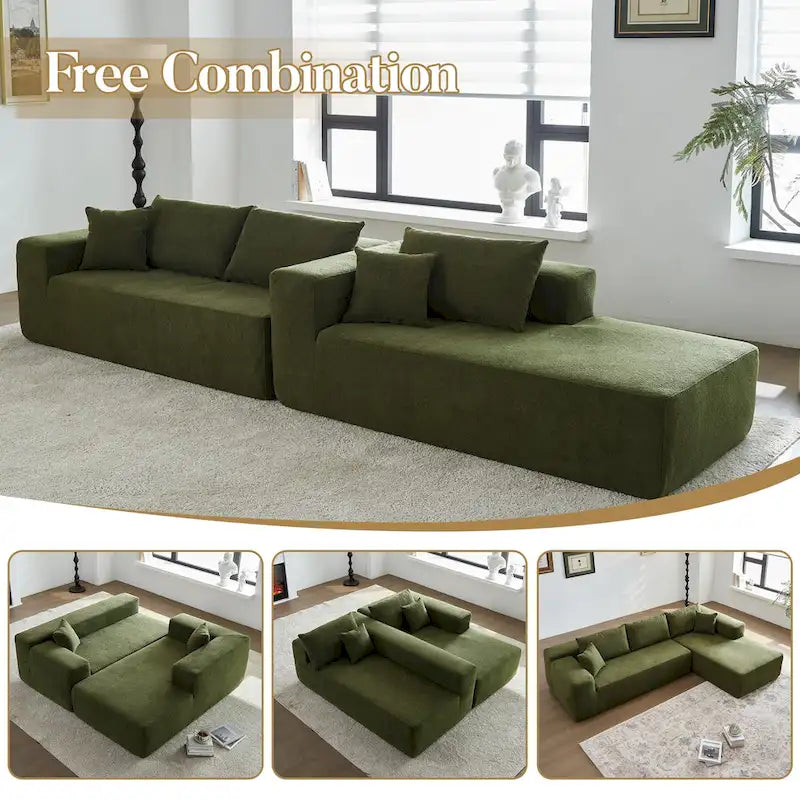 Modern Upholstery Chaise Sofa with Pillows for Living Room