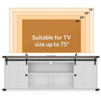 70 TV Stand for 75 Inch TVs, Farmhouse Entertainment Center with Sliding Barn Doors and Storage Cabinets, Modern Media TV Console Table