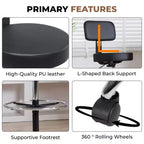 Home Imports Emporium Drafting Stool  Adjustable Swivel Faux Leather Stool with Footrest & Back Support