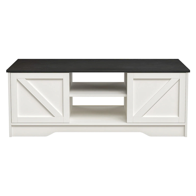 47 Rustic Farmhouse Coffee Table with Storage & Sliding Doors