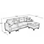 Sectional Sofa Living Room with L Shape Chaise Lounge and cup holder