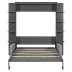 Queen Murphy Bed Wall Bed with Sofa, Queen Size Cabinet Bed Folding Wall Bed with Bookshelf and Shelves for Guest Room Office
