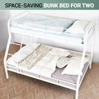 Full Metal Bunk Bed Low Height Safety Design with Guardrails, Angled Ladder and Underbed Storage