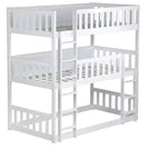 Triple Twin Bunk for Kids, Twin over Twin over Twin Detachable Bunk Bed with Ladder and Guardrail, Separate into 3 Beds