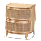 bali & pari Oleta Modern Bohemian Natural Brown Rattan 2-Drawer Nightstand