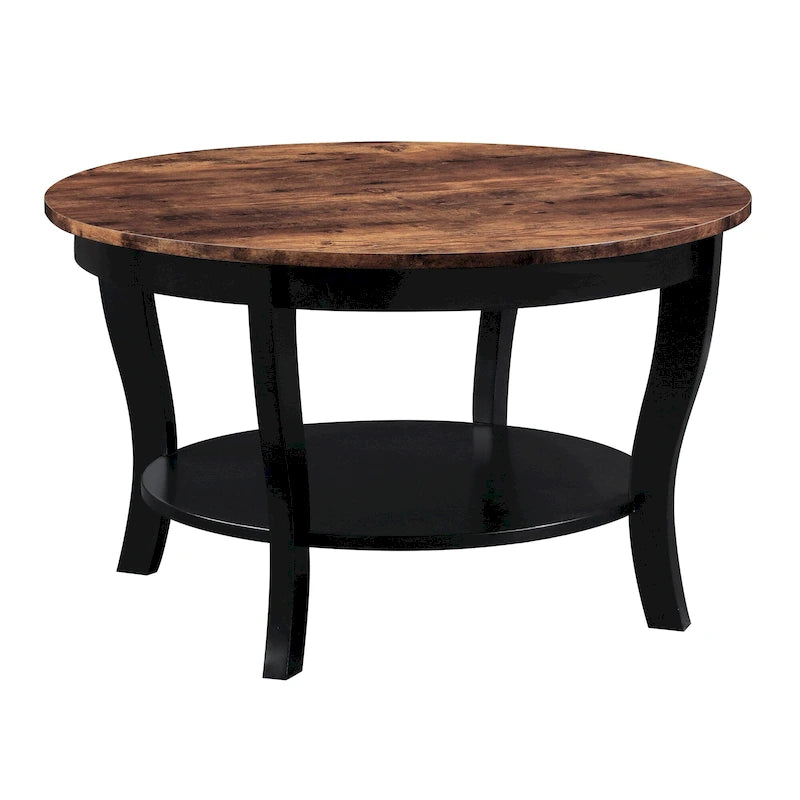 Convenience Concepts American Heritage Round Coffee Table with Shelf