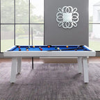 Norwalk Indoor/Outdoor 7ft Slate Pool Table 6-Seater Dining Set with 4 Benches & Accessories, White Finish