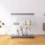 Two-door Glass Display Cabinet 2 Shelves with Door