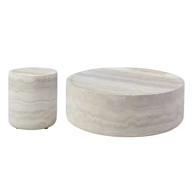 Round Coffee Table Faux MARS Pattern Cocktail Table Center Table Accent Table Sofa Side Table End Table - ModernLuxe