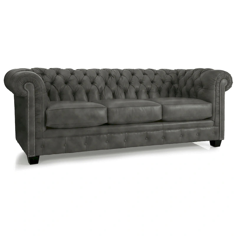 Hancock Tufted Top Grain Italian Leather Chesterfield Sofa - 31 H x 86 W x 40 D