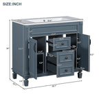36 Modern Bathroom Vanity with Top Sink and Mirror Cabinet,2 Doors and 2 Drawers