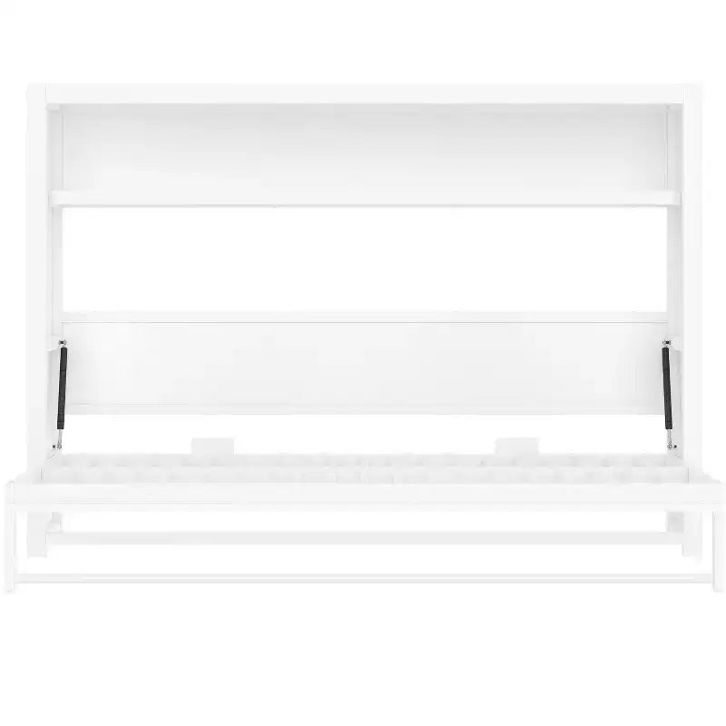 Twin Size Murphy Bed with Shelves, Metal Wall Bed with Foldable Design for Small Space