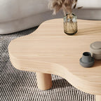 Natural Cloud-Shaped Pine Coffee Table with 3 Legs