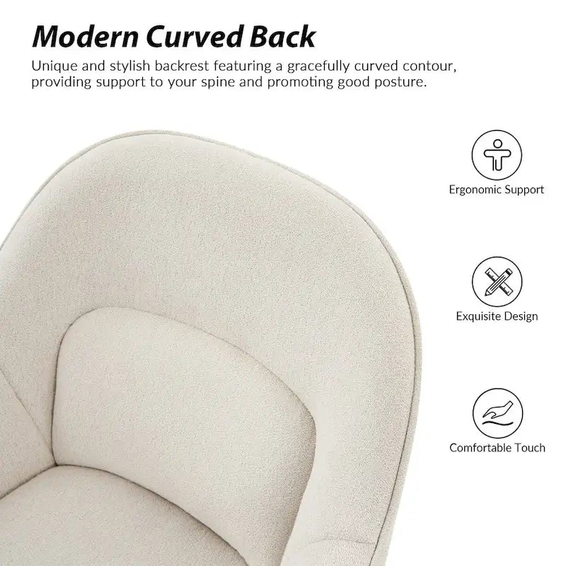 Victoria Curved Backrest 0ffice Chair Rotatable With Casters And Metal Base by HULALA HOME