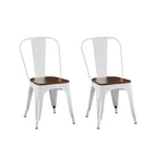 Wooden Seat Industrial Metal Stackable Dining Chair Set