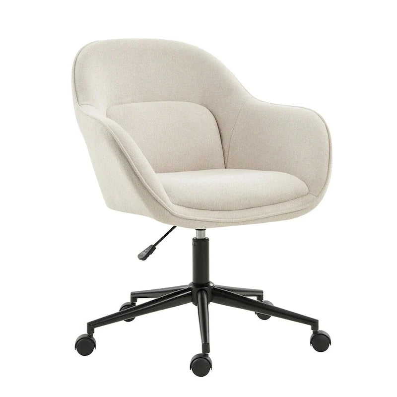 Victoria Curved Backrest 0ffice Chair Rotatable With Casters And Metal Base by HULALA HOME