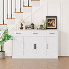 Celebalcony Buffet Cabinet with Storage,53.4 Large Kitchen Storage Cabinet with 3 Drawers & 4 Doors, Adjustable Shelf for Kitchen,Living Room
