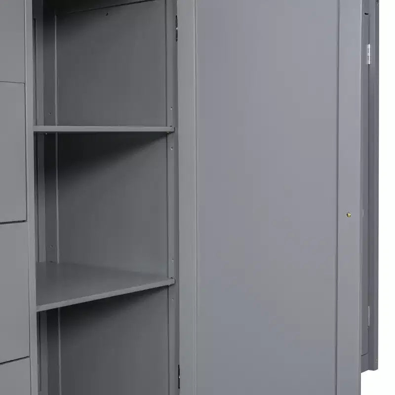 Teddy Fleece Full Size Loft Bed with Storage Shelf and Drawers, Wooden High Loft Bed with Versatile Desk for Bedroom