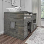 Max & Lily Modern Farmhouse Low Loft Bed with Storage Drawer, Solid Wood Bed for Kids