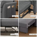 Dyonery 51 3-in-1 Sleeper Sofa Bed, Convertible Loveseat with Pull-Out Bed, Adjustable Backrest, Linen Couch