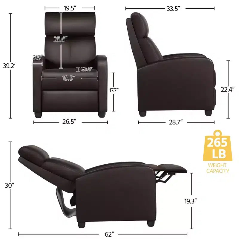 Yaheetech Set of 2 Modern PU Leather Recliner Sofas for Living Room, Bedroom