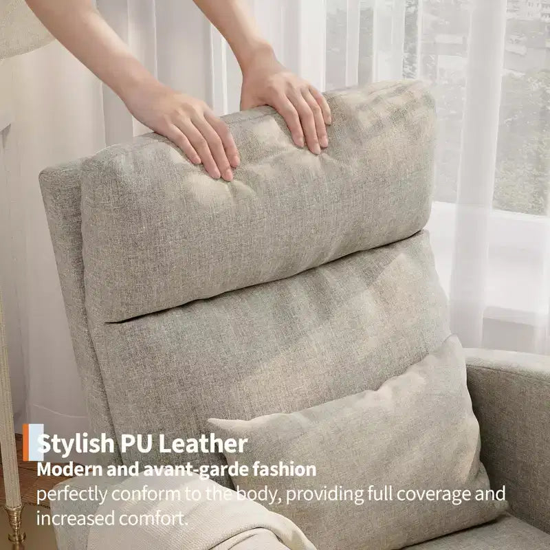 Modern Soft Rocking Chair with Pillow & Side Pockets, for Living Room, Bedroom