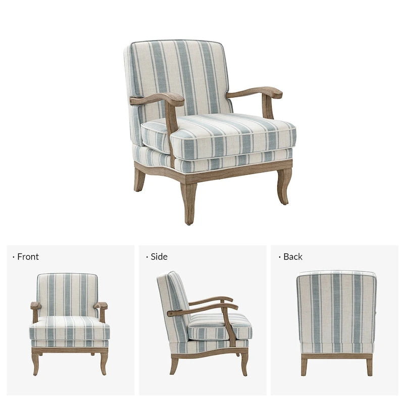 Rinaldo Farmhouse Polyester Armchair with Solid Wood Legs Set of 2 by HULALA HOME