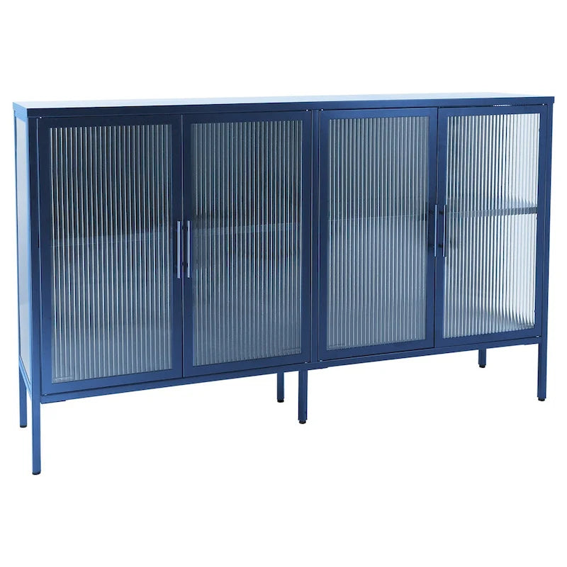 Metal Tempered Glass Cabinet with Adjustable Shelf