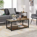 Yaheetech Wood Industrial Coffee Table with Storage Shelf for Living Room