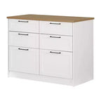 6-Drawer Kitchen Island ¨C Farmhouse Style, White & Maple Nutmeg, 47.25W