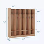 5-Section Classroom Coat Locker with 10 Cubbies, Cubby Storage Organizer with 10 Hooks for Home, School, Nursery, Kindergarten