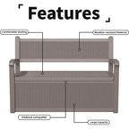 All-Weather Resin Storage Bench with Lockable Hidden Compartment - Rattan-Look Design, 500 lbs Capacity, 70-Gallon Storage