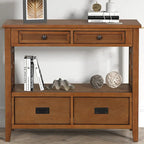 Console Table with 4 Drawers and Storage Shelf