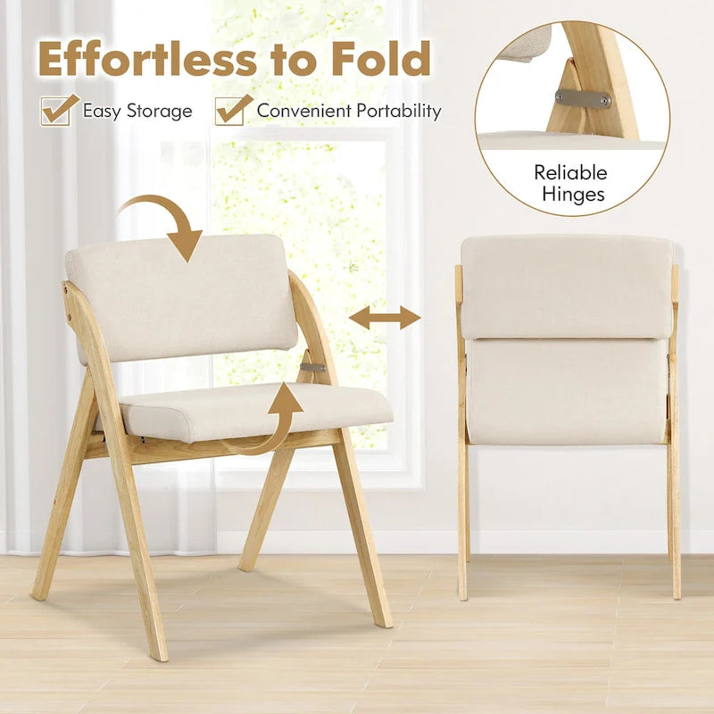 Gymax Set of 4 Dining Chairs Folding Kitchen Chair w/ Rubber Wood Legs