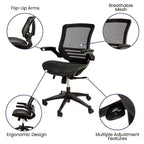 Flash Furniture Mid-Back Transparent Mesh Executive Swivel Office Chair with Flip-Up Arms