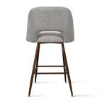 Set of 3 Mid-Century Modern Counter Height Bar Stools, 26 Upholstered Kitchen Island Chairs with Walnut Finish Metal Legs - Panipeachy
