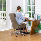 Glitzhome 48-inch Mid-century Adjustable Swivel Faux Leather Office Chair