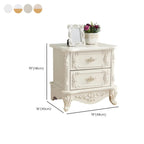 Traditional White Wood Carved 3-Drawer Nightstand