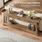 Lantine 2-Tier Sofa Table with 3 Drawers, 70.9 Console Table with Raised Baffle and Storage Shelves for Living Room, Hallway, Entryway