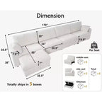 Dyonery Modular Corduroy Sectional Sofa with Washable Covers