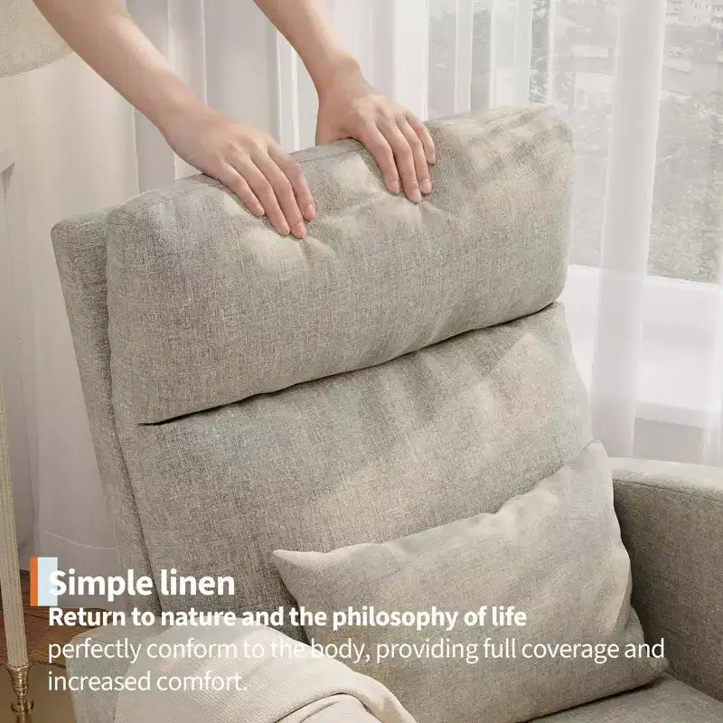 Modern Soft Rocking Chair with Pillow & Side Pockets, for Living Room, Bedroom