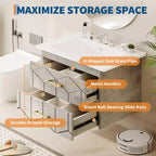 Modern Floating Bathroom Vanity Set with Basin - Wall-Mounted Cabinet with Soft-Close Storage Drawer and Gold Handle, 24 or 30 Size