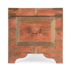 Nador Hand-Painted Brass Inlay Storage Trunk Coffee Table