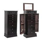 Stylish Jewelry Armoire with Mirror and Necklace Hooks - 18.5 x 12 x 42
