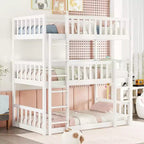 Triple Twin Bunk for Kids, Twin over Twin over Twin Detachable Bunk Bed with Ladder and Guardrail, Separate into 3 Beds